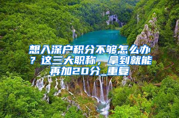 想入深户积分不够怎么办？这三大职称，拿到就能再加20分_重复