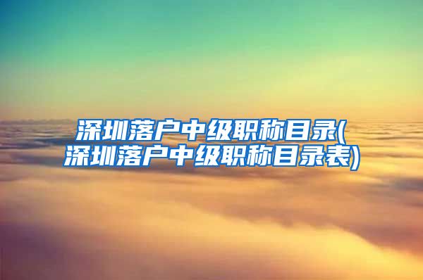 深圳落户中级职称目录(深圳落户中级职称目录表)