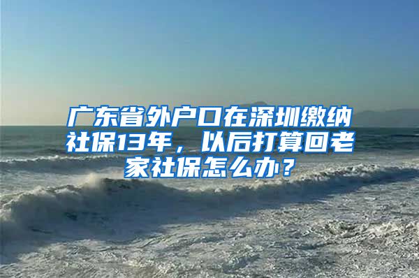 广东省外户口在深圳缴纳社保13年，以后打算回老家社保怎么办？