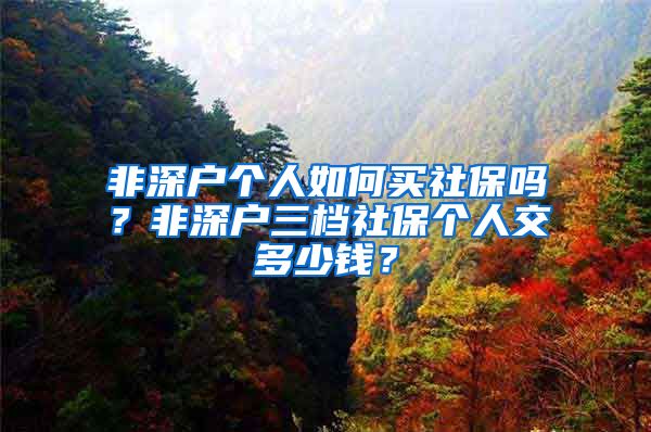 非深户个人如何买社保吗？非深户三档社保个人交多少钱？