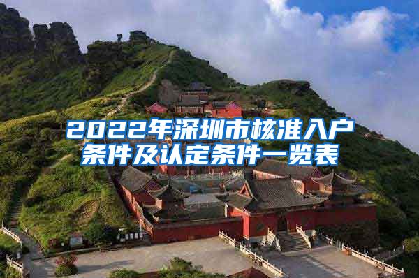 2022年深圳市核准入户条件及认定条件一览表