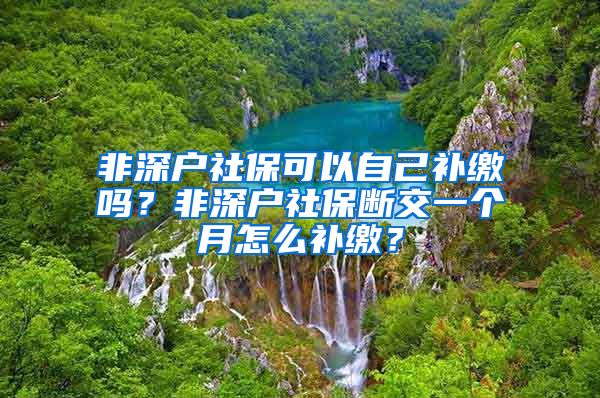 非深户社保可以自己补缴吗？非深户社保断交一个月怎么补缴？