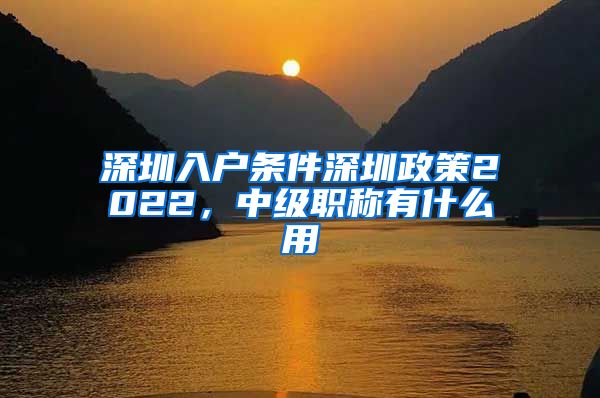 深圳入户条件深圳政策2022，中级职称有什么用