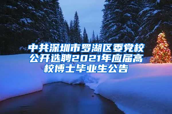 中共深圳市罗湖区委党校公开选聘2021年应届高校博士毕业生公告