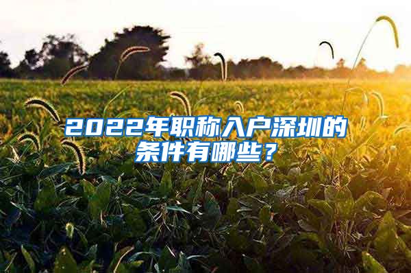 2022年职称入户深圳的条件有哪些？