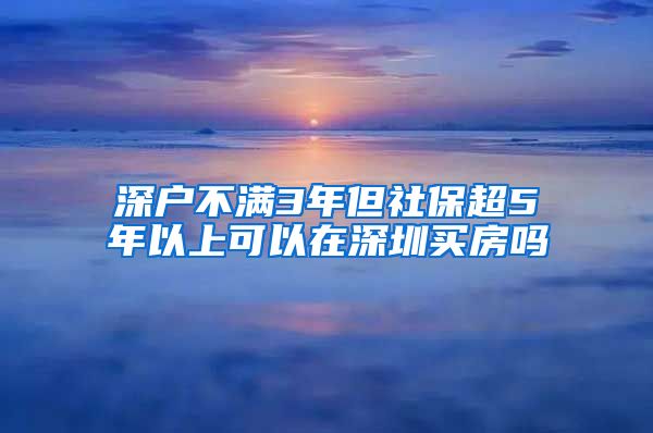 深户不满3年但社保超5年以上可以在深圳买房吗