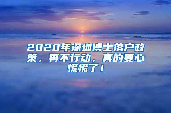 2020年深圳博士落户政策，再不行动，真的要心慌慌了！