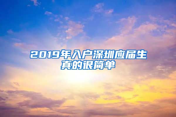 2019年入户深圳应届生真的很简单