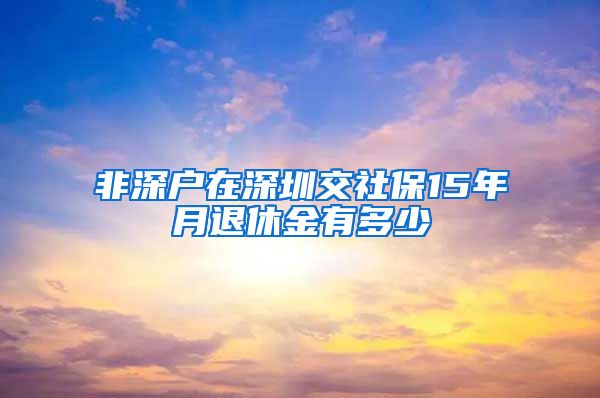 非深户在深圳交社保15年月退休金有多少