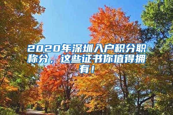 2020年深圳入户积分职称分，这些证书你值得拥有！
