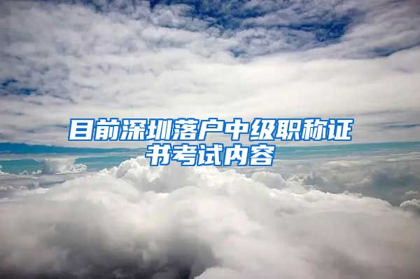 目前深圳落户中级职称证书考试内容