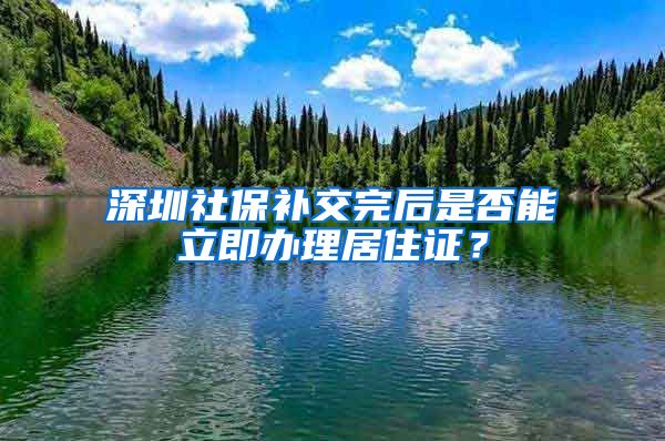 深圳社保补交完后是否能立即办理居住证？