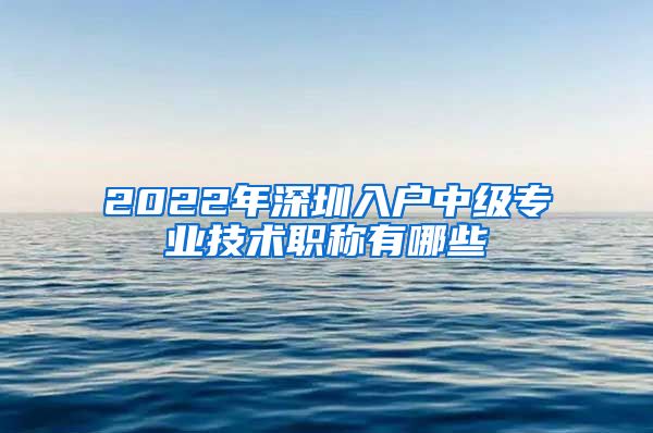 2022年深圳入户中级专业技术职称有哪些