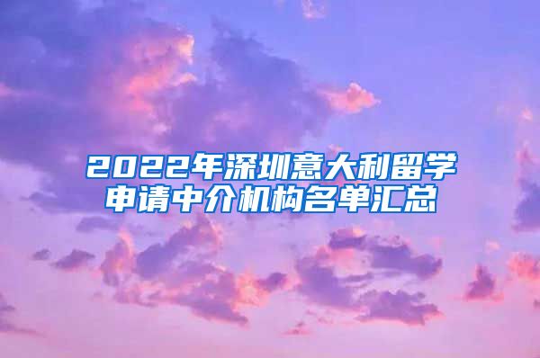 2022年深圳意大利留学申请中介机构名单汇总