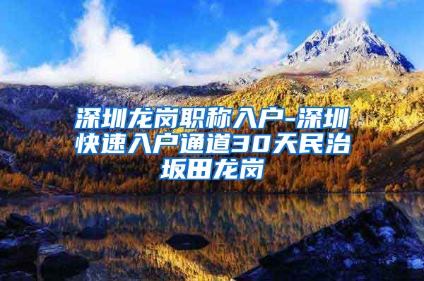 深圳龙岗职称入户-深圳快速入户通道30天民治坂田龙岗