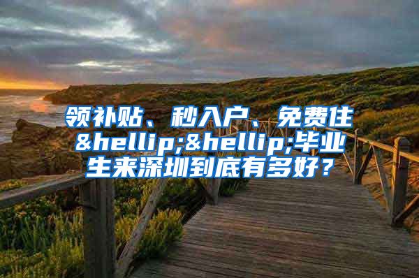 领补贴、秒入户、免费住……毕业生来深圳到底有多好？