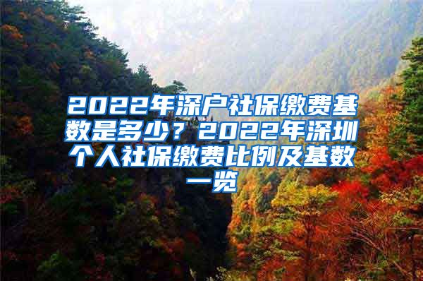 2022年深户社保缴费基数是多少？2022年深圳个人社保缴费比例及基数一览