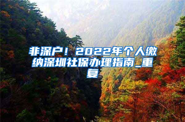 非深户！2022年个人缴纳深圳社保办理指南_重复