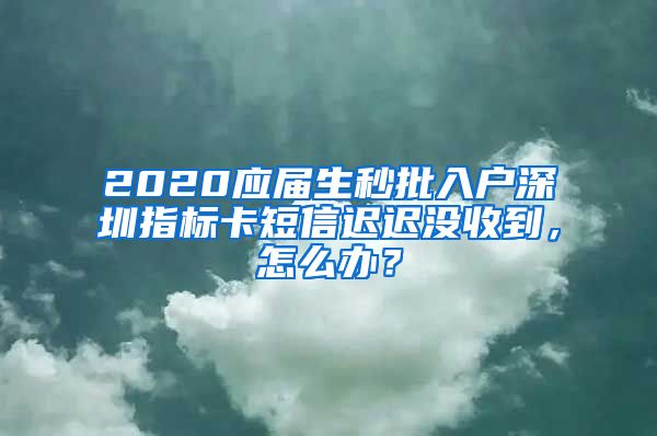 2020应届生秒批入户深圳指标卡短信迟迟没收到，怎么办？