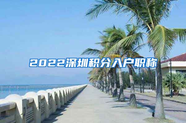2022深圳积分入户职称
