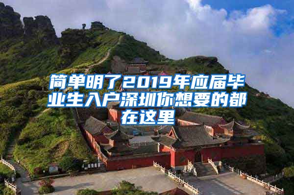 简单明了2019年应届毕业生入户深圳你想要的都在这里