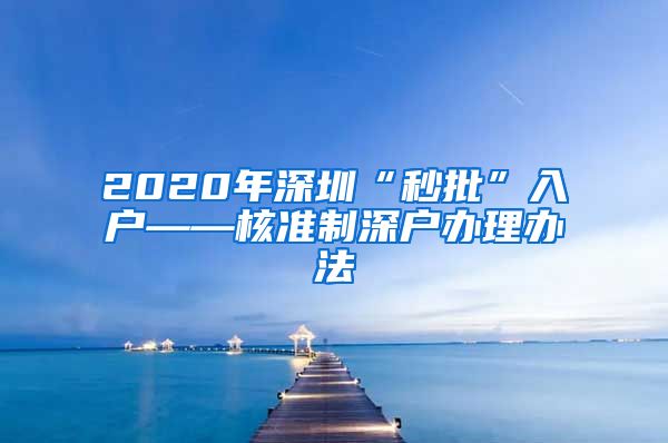 2020年深圳“秒批”入户——核准制深户办理办法