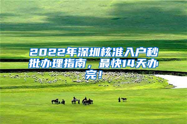 2022年深圳核准入户秒批办理指南，最快14天办完！