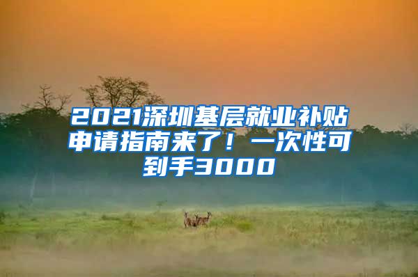 2021深圳基层就业补贴申请指南来了！一次性可到手3000