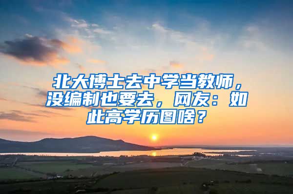 北大博士去中学当教师，没编制也要去，网友：如此高学历图啥？