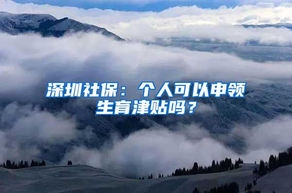 深圳社保：个人可以申领生育津贴吗？