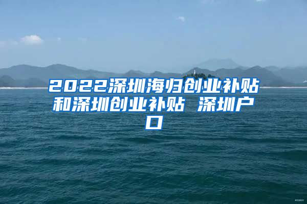 2022深圳海归创业补贴和深圳创业补贴 深圳户口