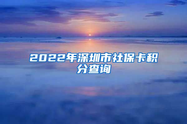 2022年深圳市社保卡积分查询