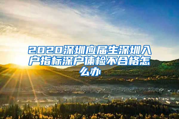 2020深圳应届生深圳入户指标深户体检不合格怎么办