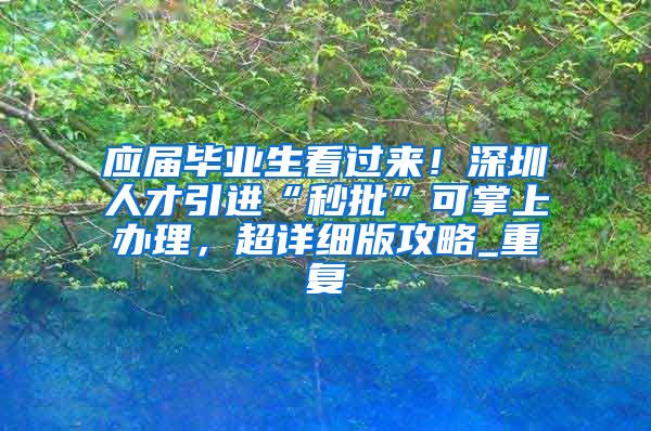 应届毕业生看过来！深圳人才引进“秒批”可掌上办理，超详细版攻略_重复