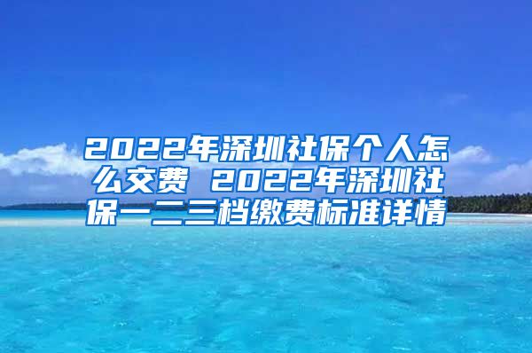 2022年深圳社保个人怎么交费 2022年深圳社保一二三档缴费标准详情