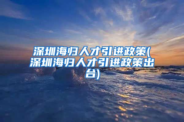 深圳海归人才引进政策(深圳海归人才引进政策出台)