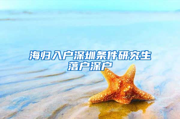 海归入户深圳条件研究生落户深户