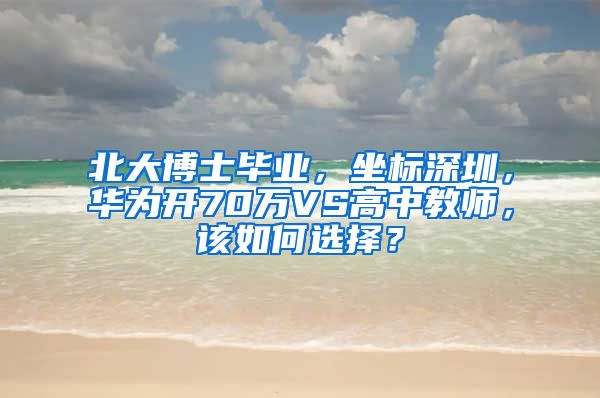 北大博士毕业，坐标深圳，华为开70万VS高中教师，该如何选择？