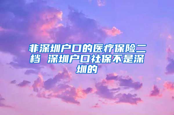 非深圳户口的医疗保险二档 深圳户口社保不是深圳的