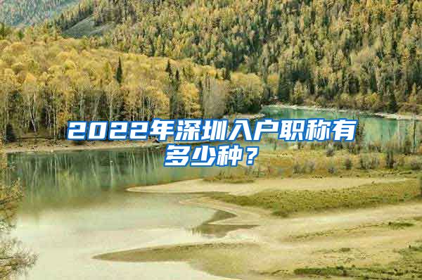 2022年深圳入户职称有多少种？