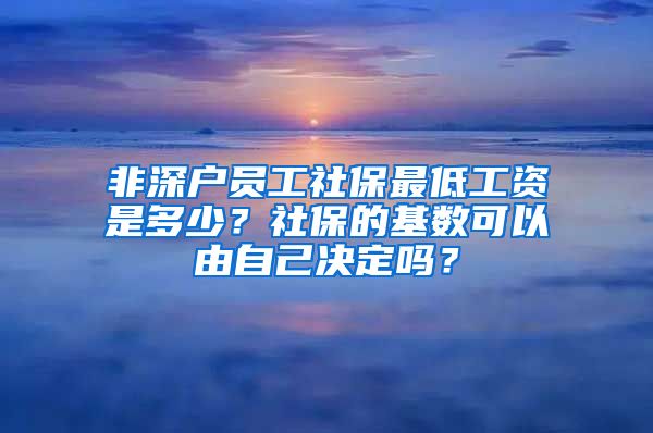 非深户员工社保最低工资是多少？社保的基数可以由自己决定吗？