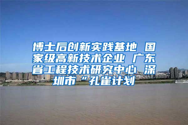 博士后创新实践基地 国家级高新技术企业 广东省工程技术研究中心 深圳市“孔雀计划