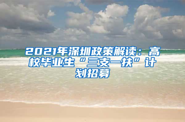 2021年深圳政策解读：高校毕业生“三支一扶”计划招募
