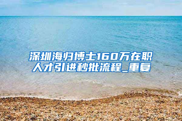 深圳海归博士160万在职人才引进秒批流程_重复