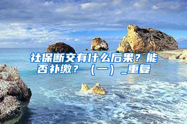 社保断交有什么后果？能否补缴？（一）_重复