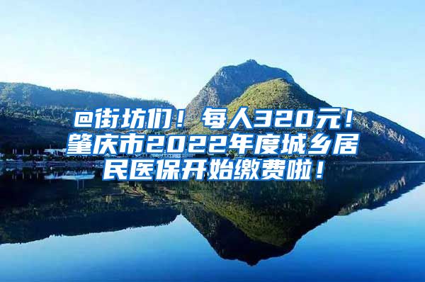 @街坊们！每人320元！肇庆市2022年度城乡居民医保开始缴费啦！