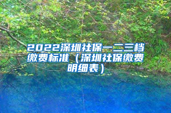 2022深圳社保一二三档缴费标准（深圳社保缴费明细表）