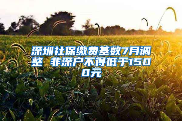 深圳社保缴费基数7月调整 非深户不得低于1500元