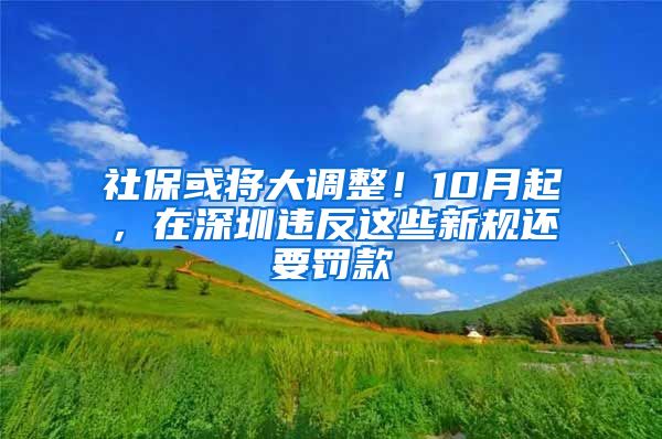 社保或将大调整！10月起，在深圳违反这些新规还要罚款