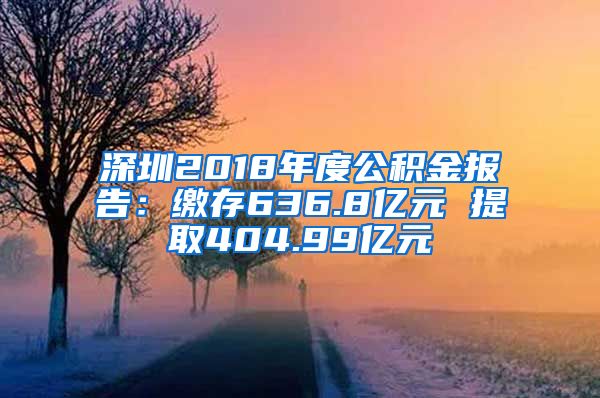 深圳2018年度公积金报告：缴存636.8亿元 提取404.99亿元